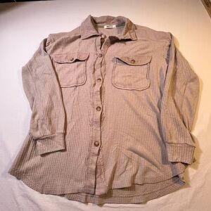 BRIGGS Waffle Knit Long Sleeve Button Up Shirt Top Mauve Women's Casual NWOT